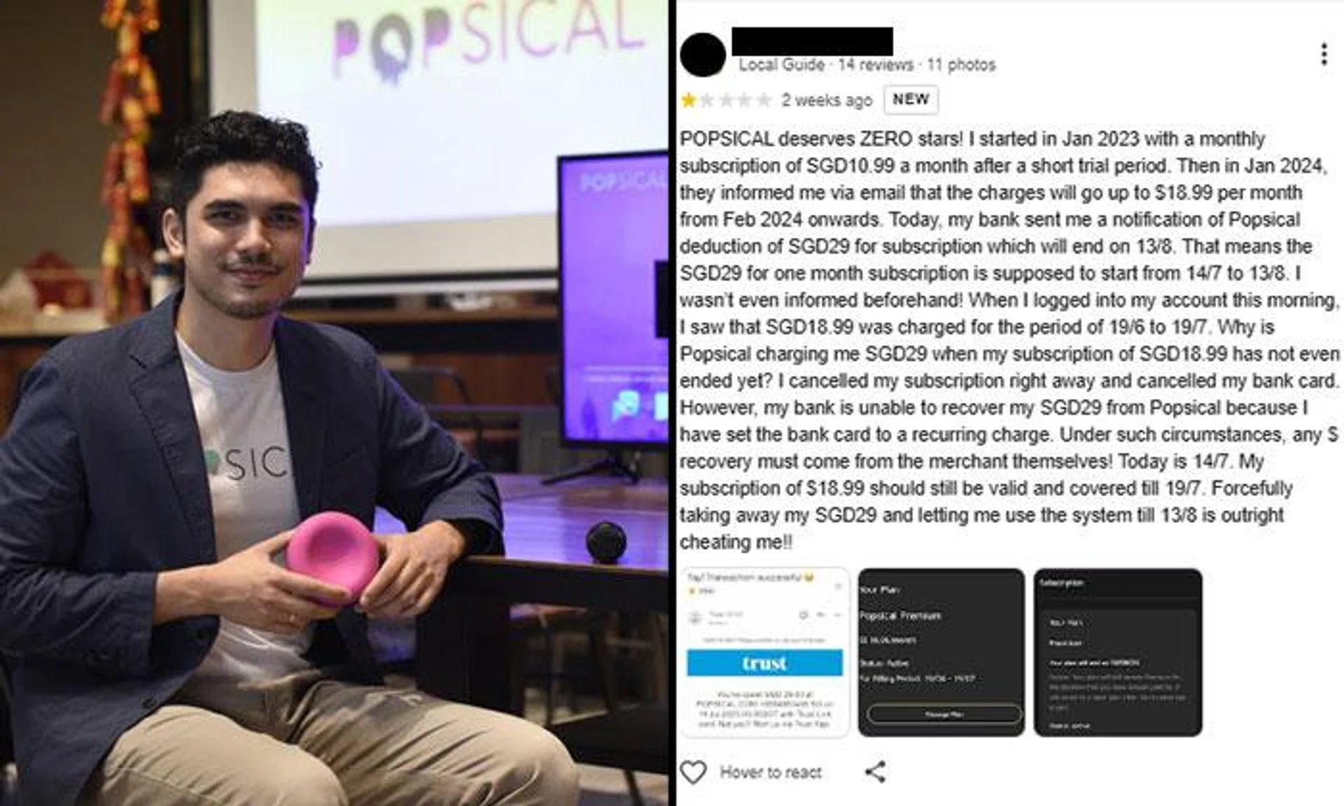 Faruq Marican CEO of Popsical and customer complain